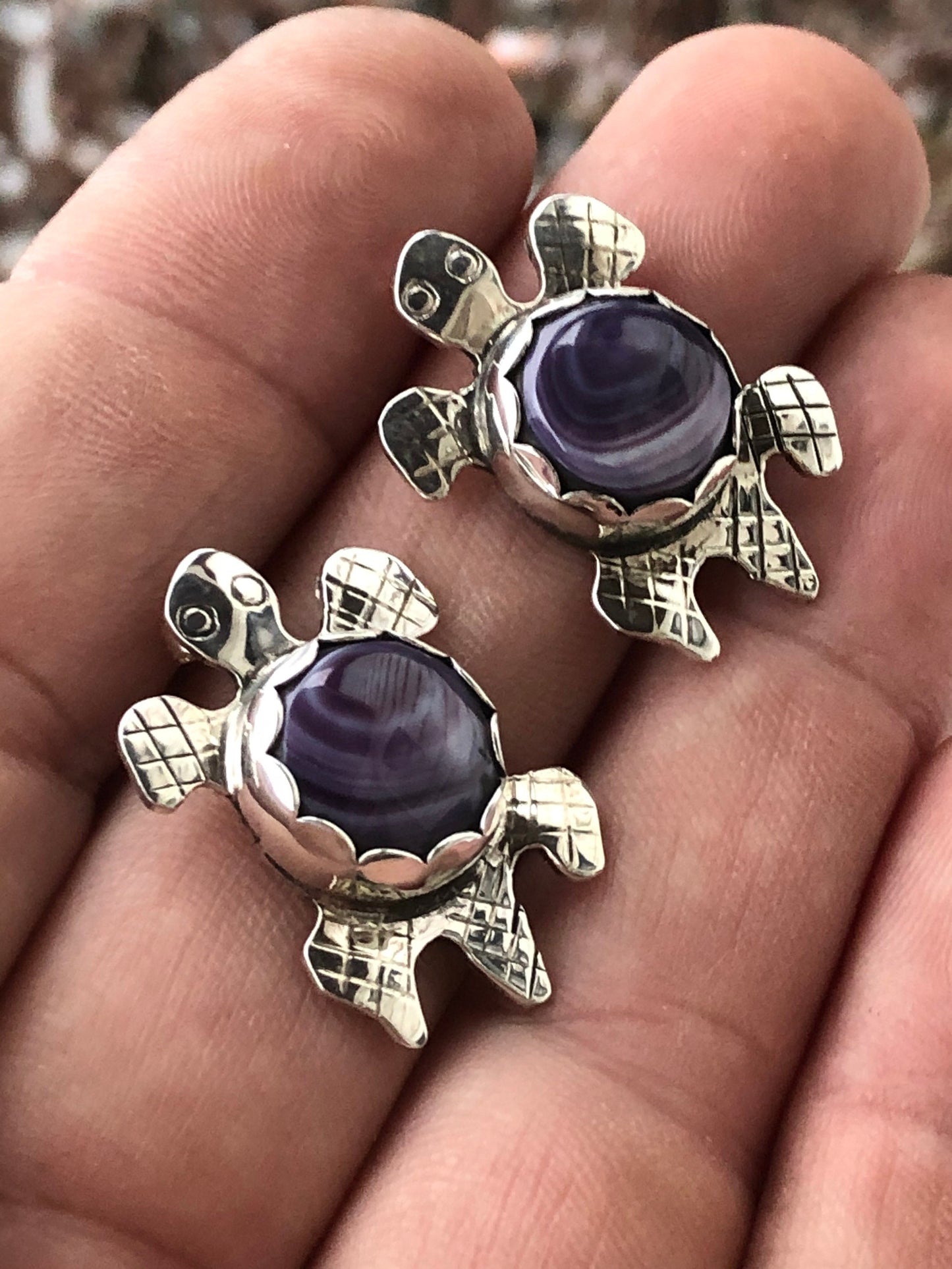 Wampum Turtle Earrings.