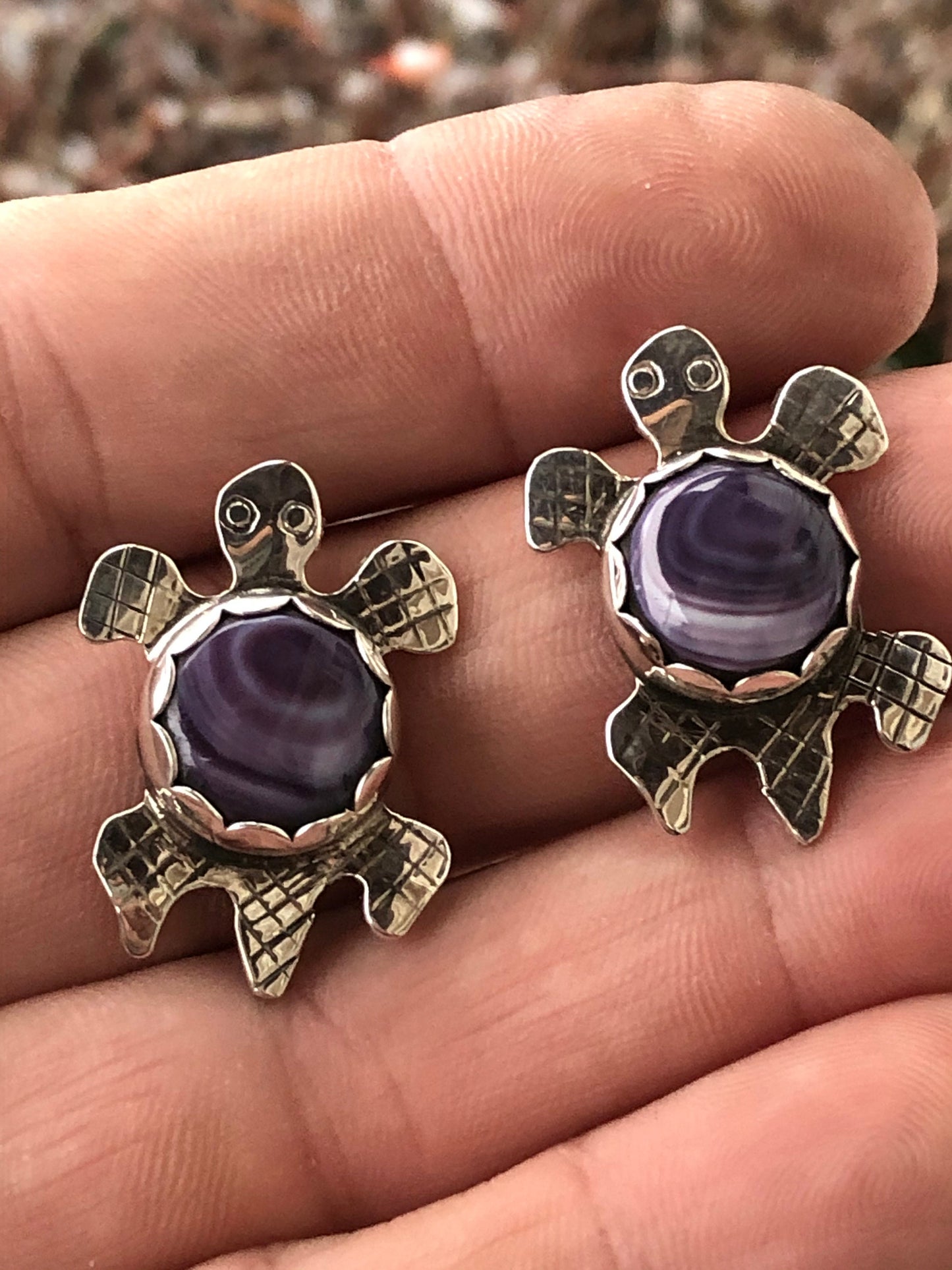 Wampum Turtle Earrings.