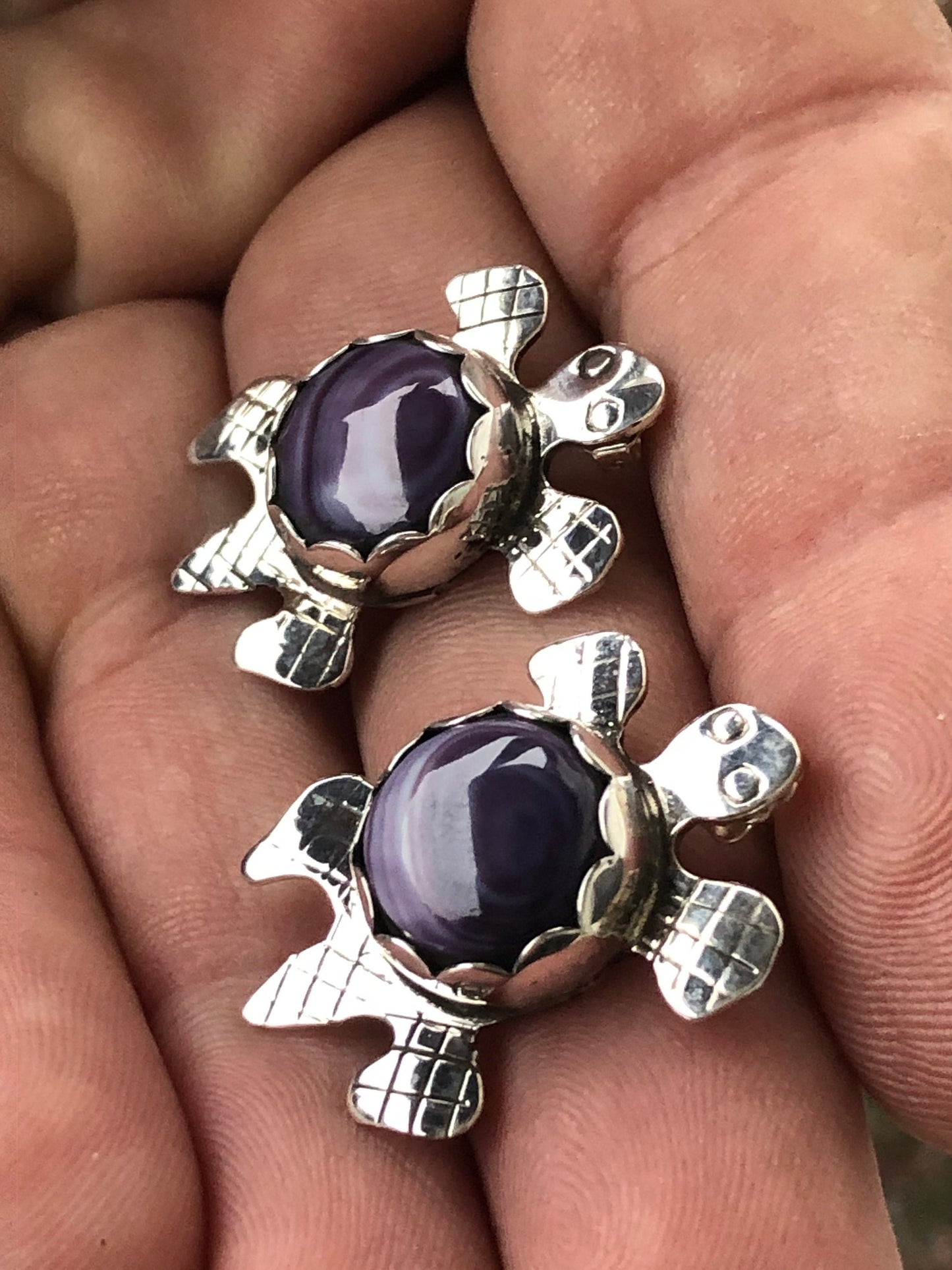 Wampum Turtle Earrings.