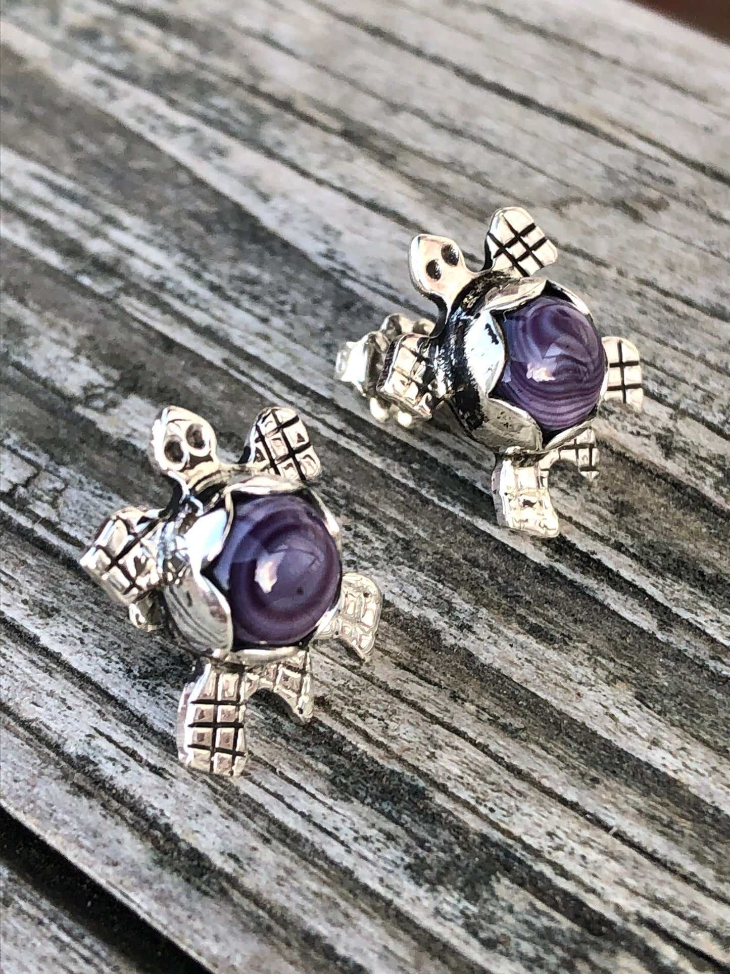 Wampum turtle stud earrings