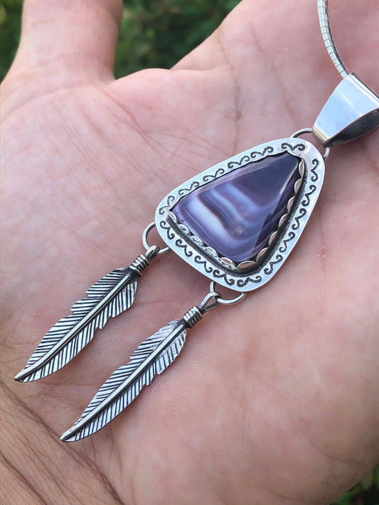 Free style Wampum feather Necklace