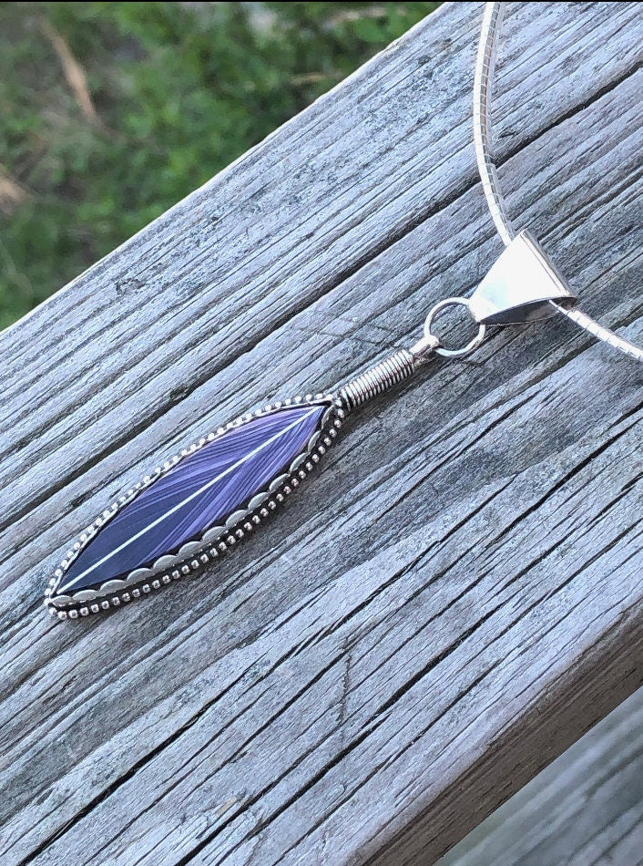 Wampum Feather Quill Omega Chain Necklace