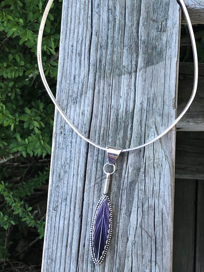 Wampum Feather Quill Omega Chain Necklace