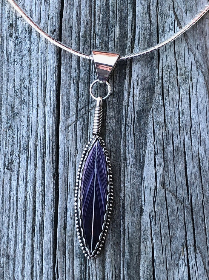 Wampum Feather Quill Omega Chain Necklace