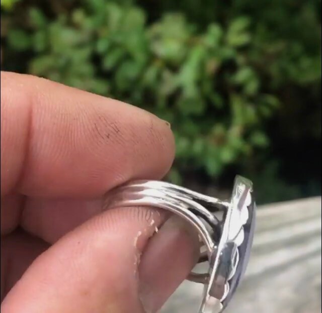 Heavy duty Wampum Sterling Silver Ring.