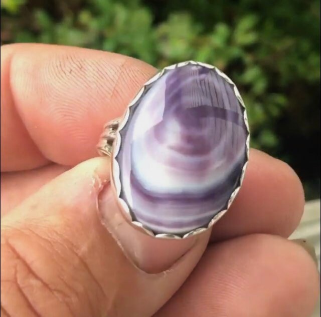 Heavy duty Wampum Sterling Silver Ring.