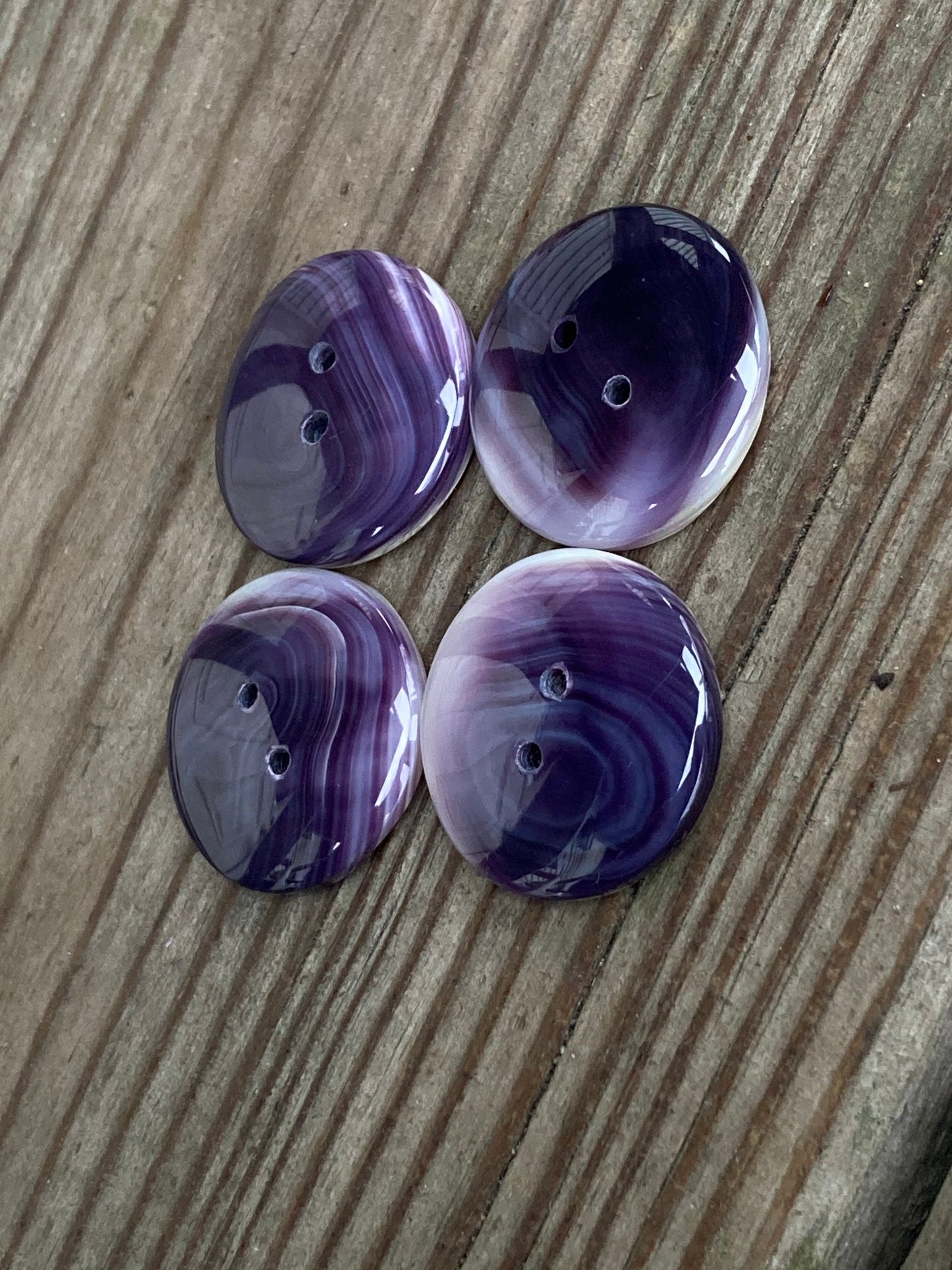 1 High polish perfect circle Wampum button two holes