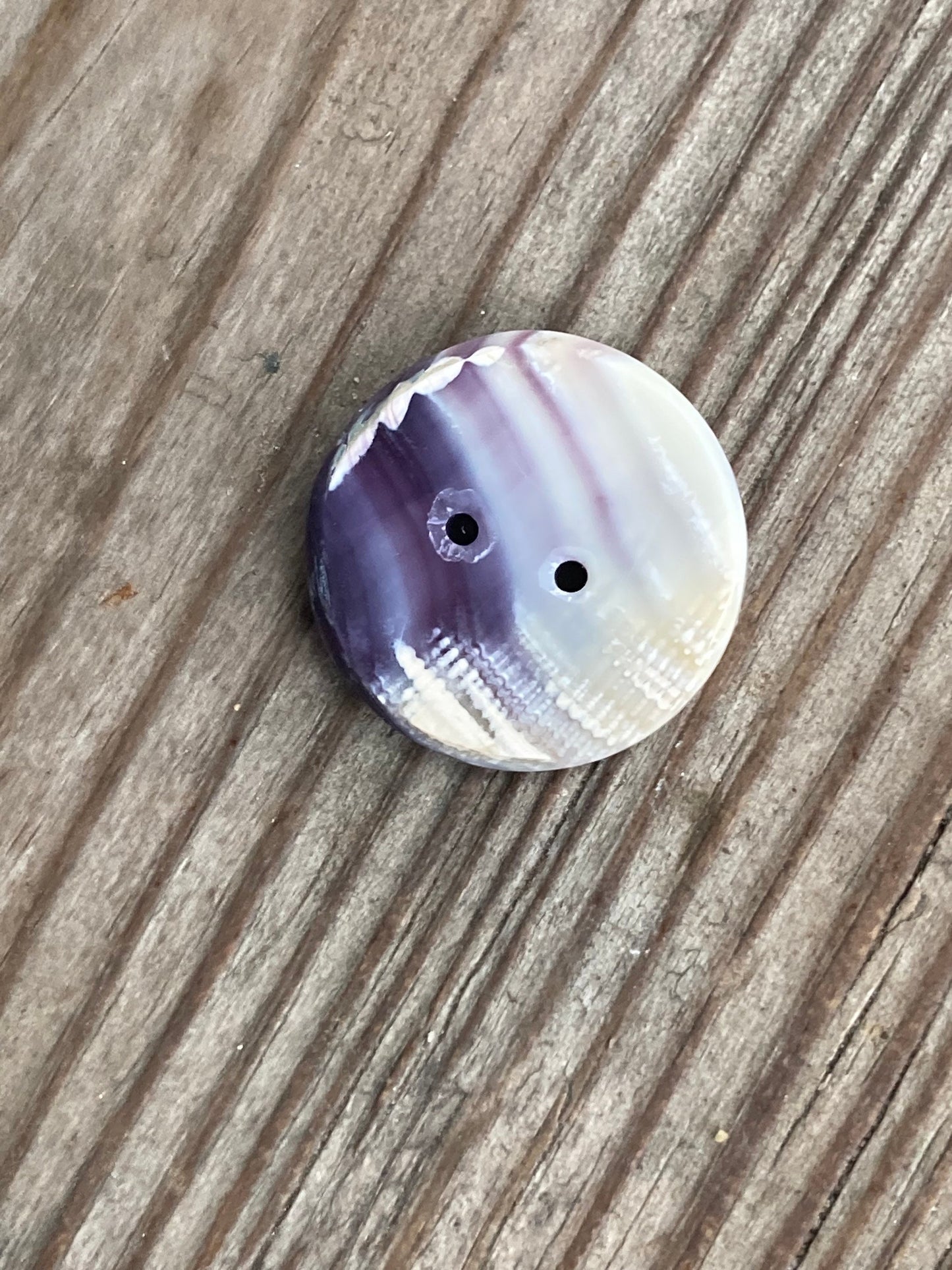 1 High polish perfect circle Wampum button two holes