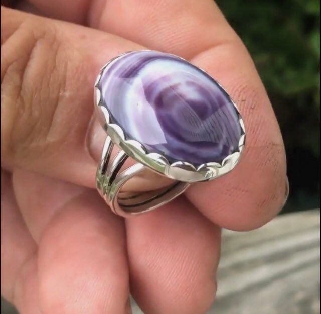 Heavy duty Wampum Sterling Silver Ring.