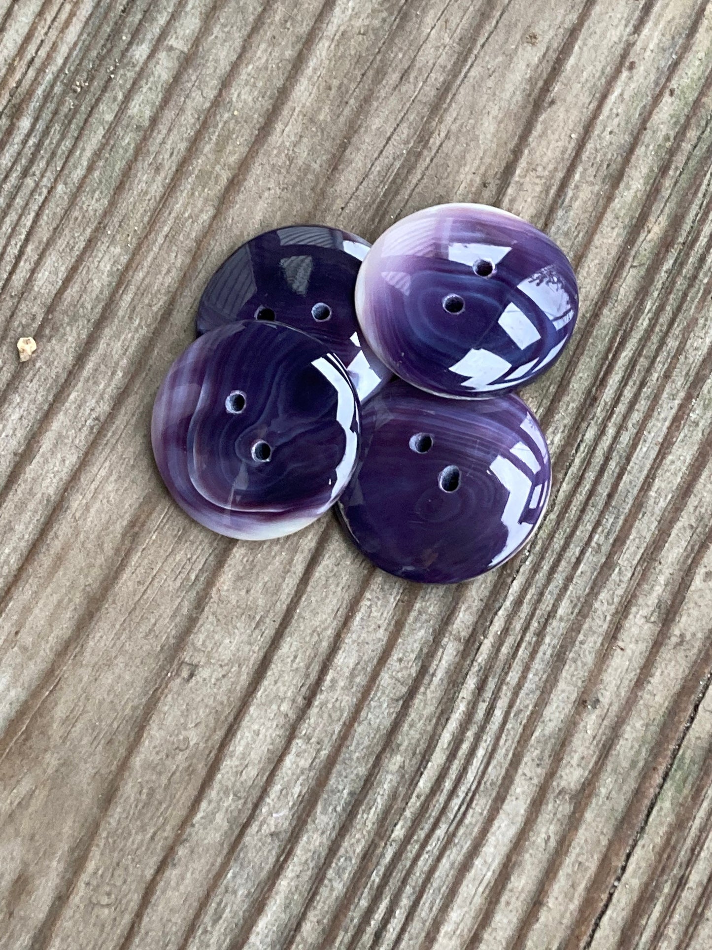 1 High polish perfect circle Wampum button two holes
