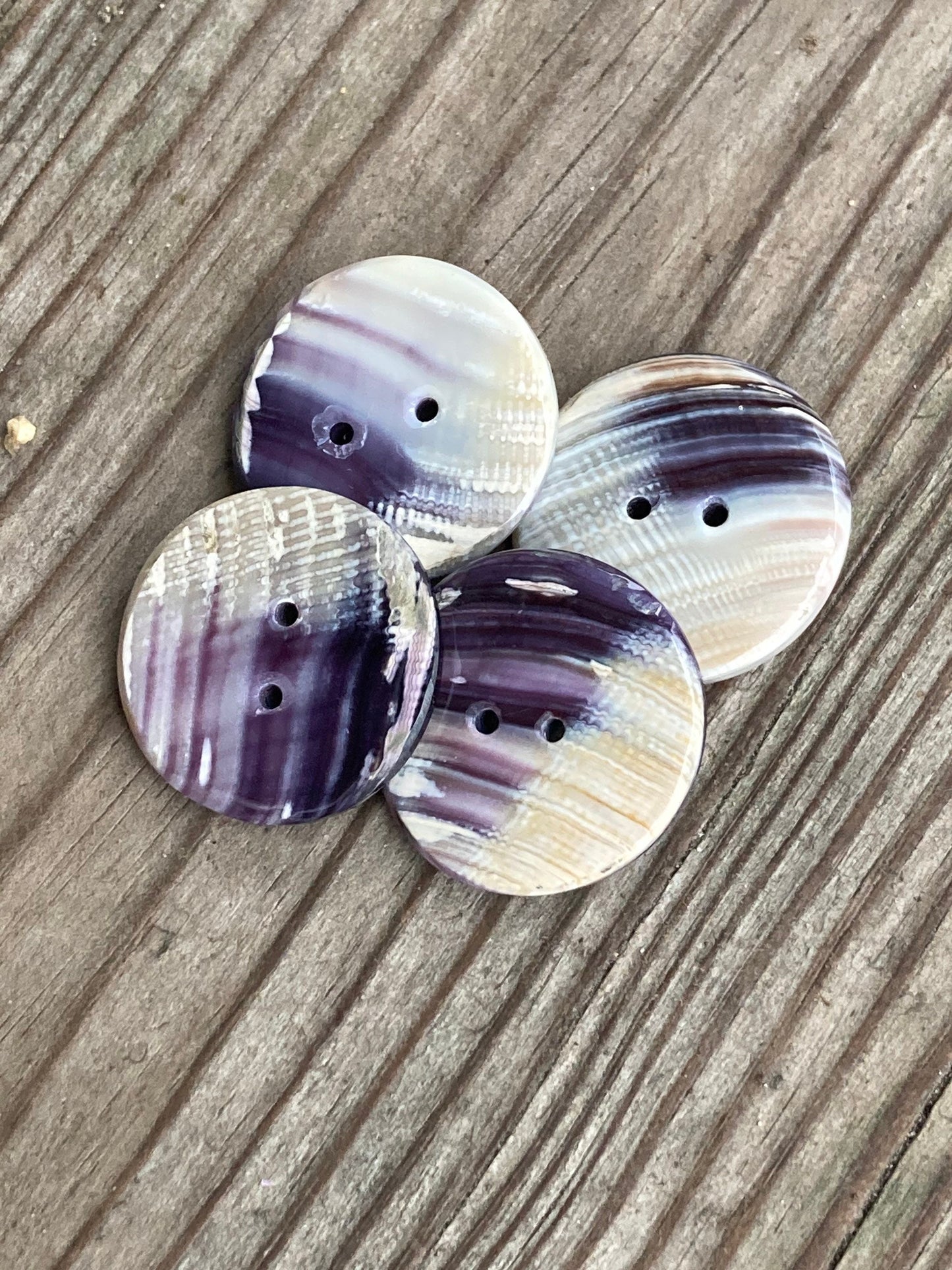 1 High polish perfect circle Wampum button two holes