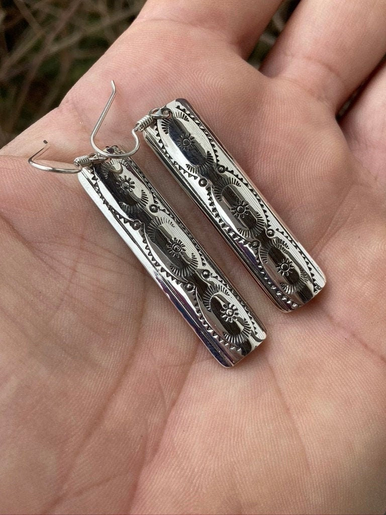 Statement Dangle Earrings Sterling Silver 925