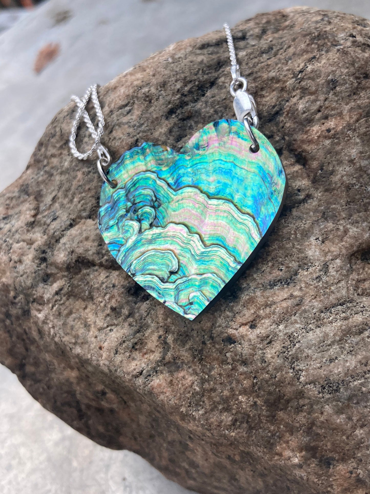 Heart Necklace Abalone Beautiful Iridescent