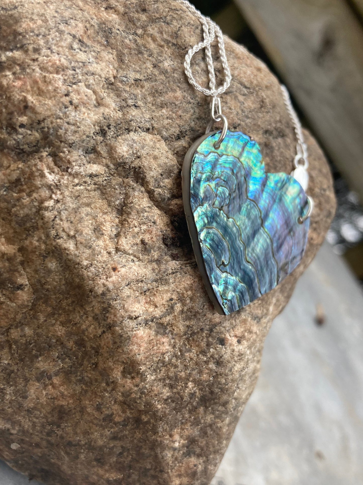 Heart Necklace Abalone Beautiful Iridescent