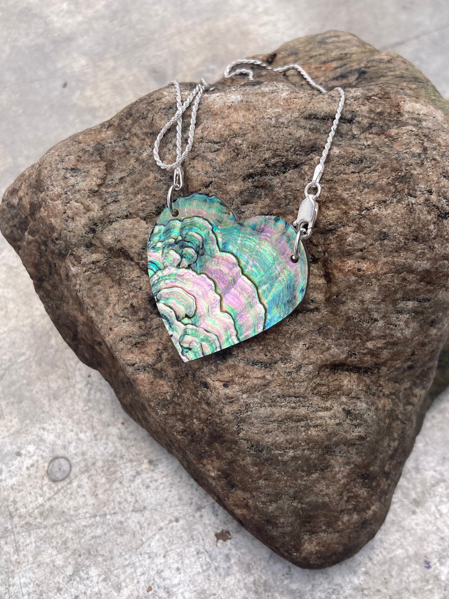 Heart Necklace Abalone Beautiful Iridescent