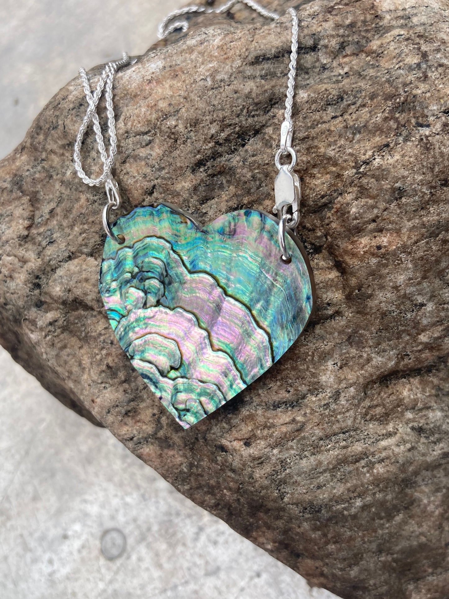 Heart Necklace Abalone Beautiful Iridescent