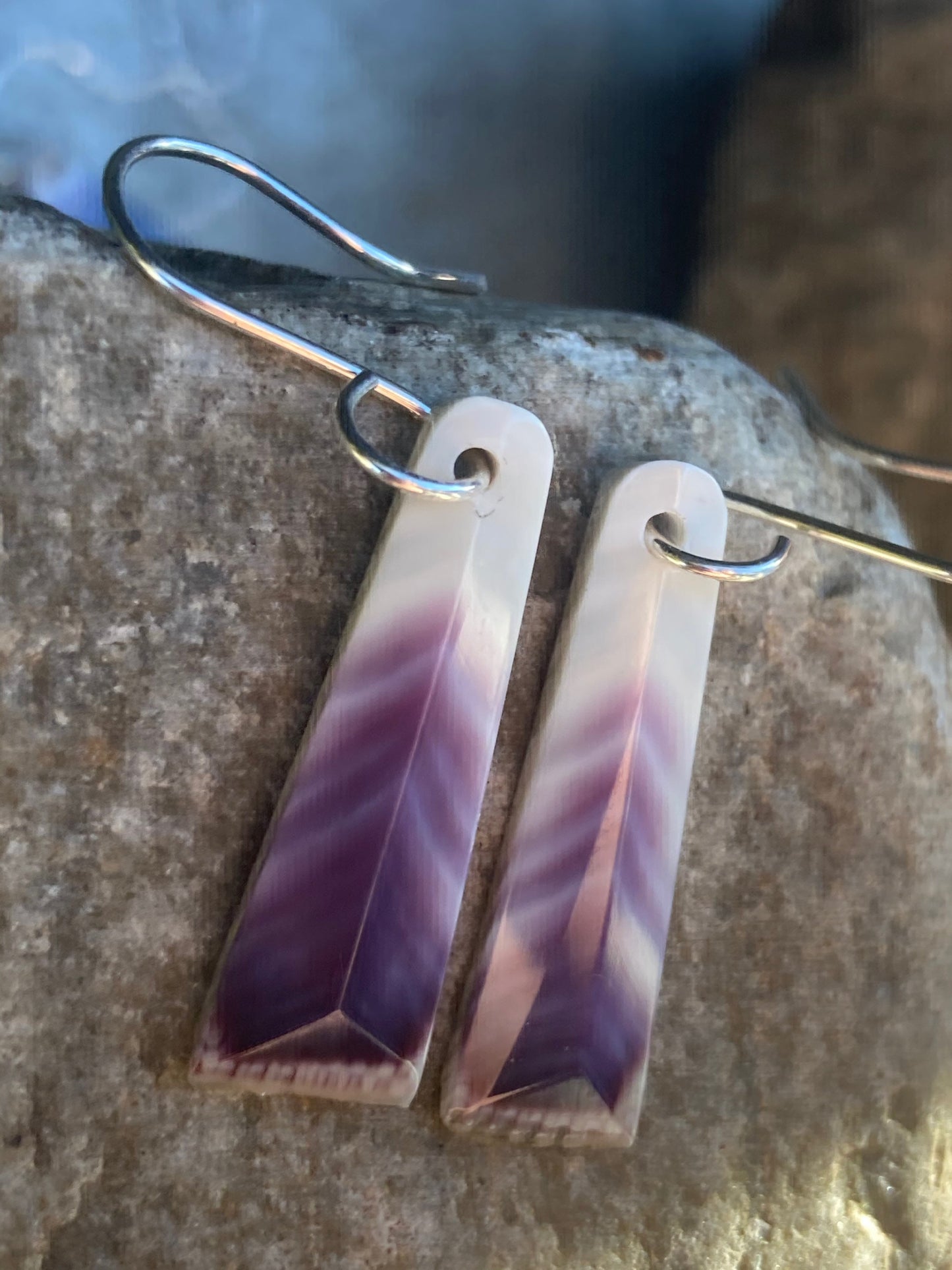 Small Feather Wampum Earrings