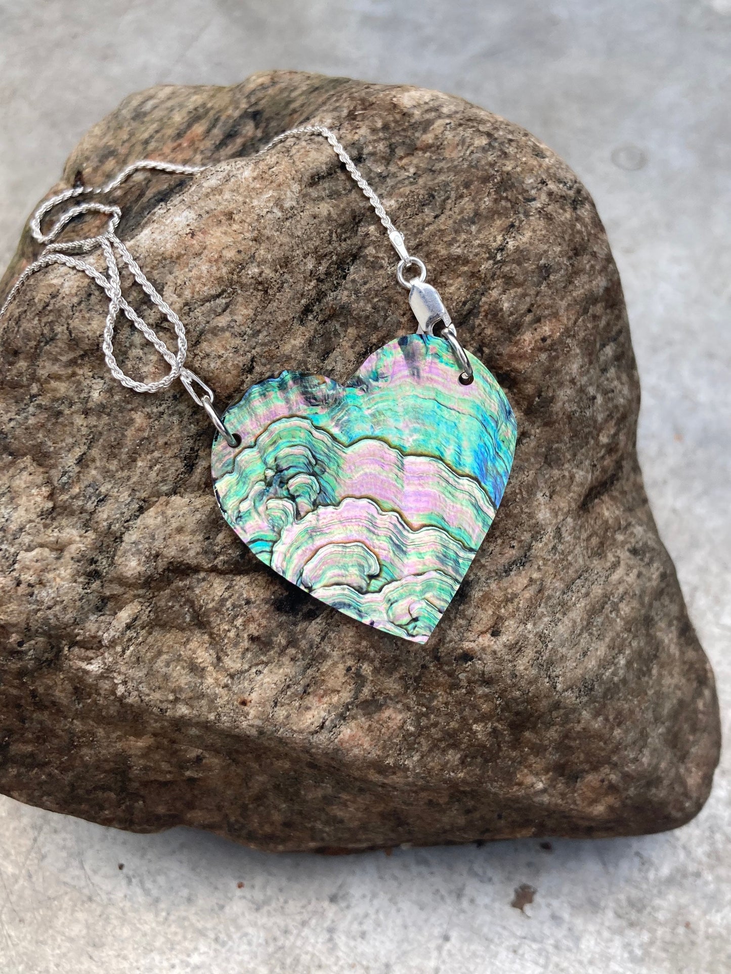 Heart Necklace Abalone Beautiful Iridescent