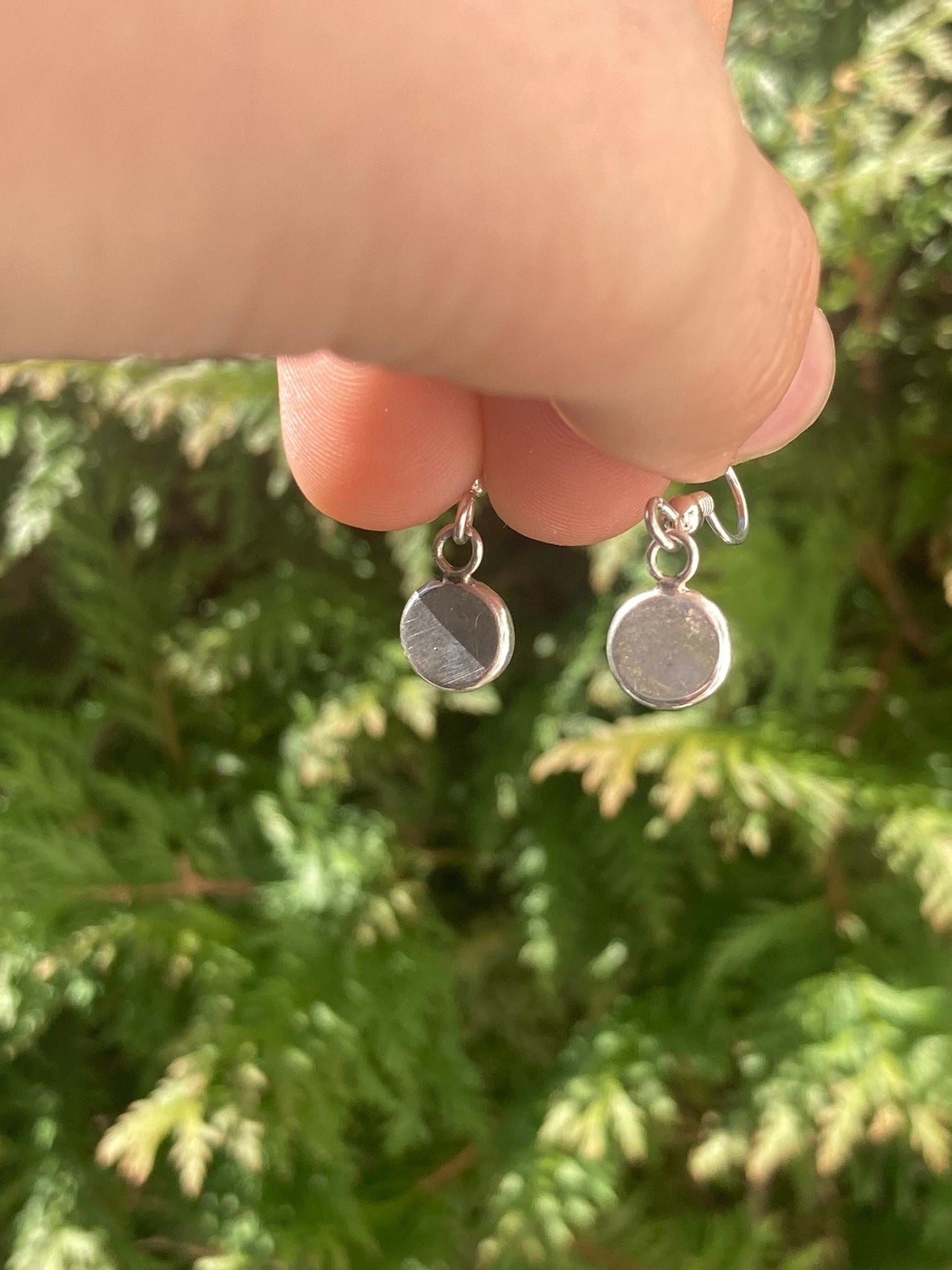 Dainty Sterling Silver Purple Wampum earrings with rubber backing