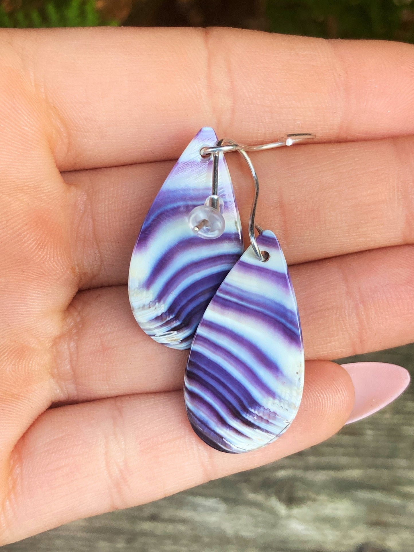 Wampum Large Tear Drop  Earrings.