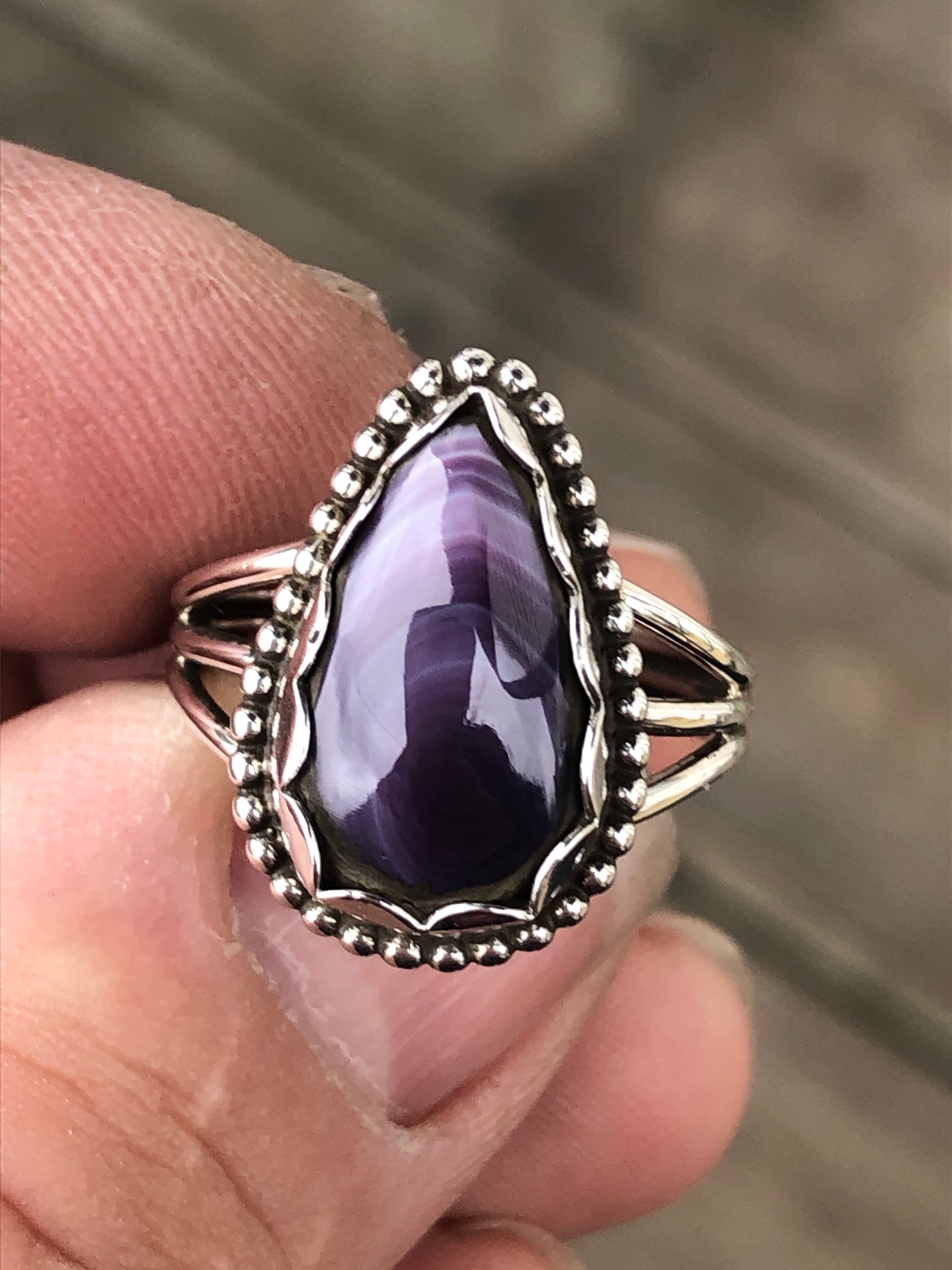 Wampum teardrop ring