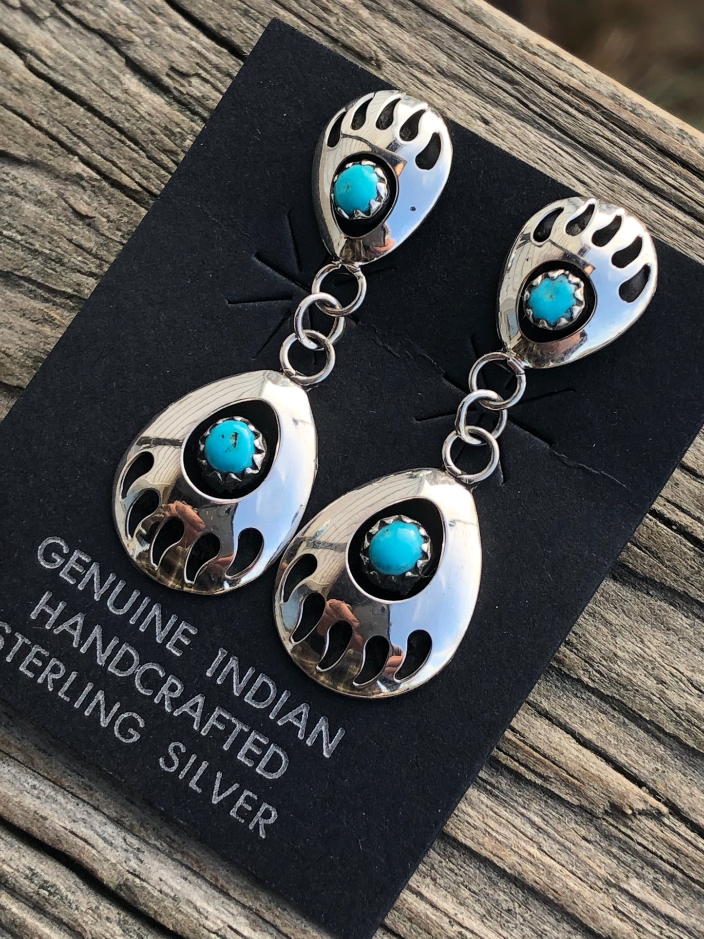 Sterling silver and Turquoise Bear paw earrings