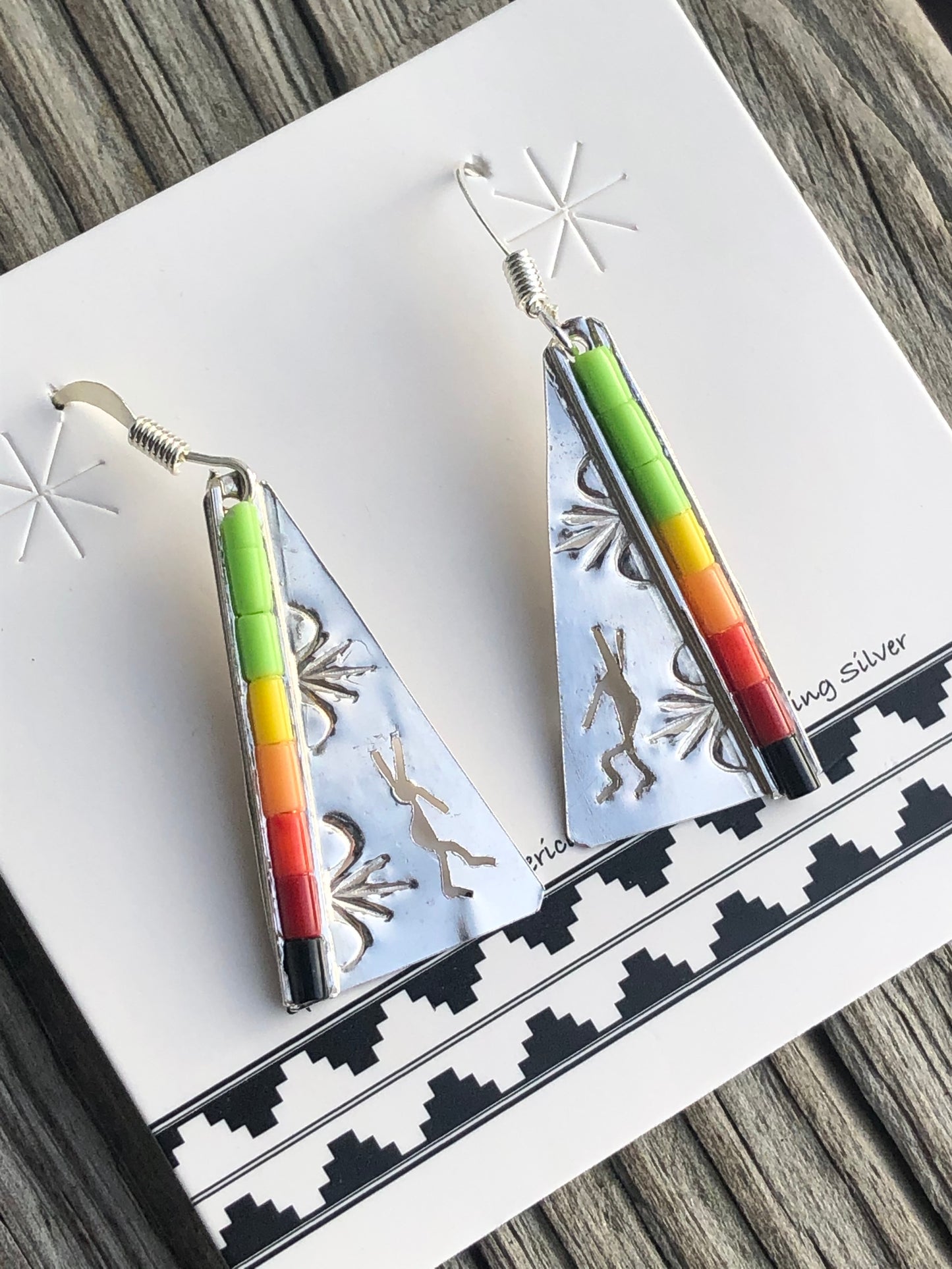 Navajo teepee style rainbow and sterling stamped